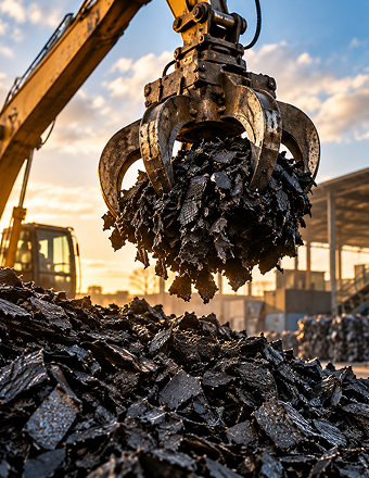 Industrial recycling machinery and scrap material